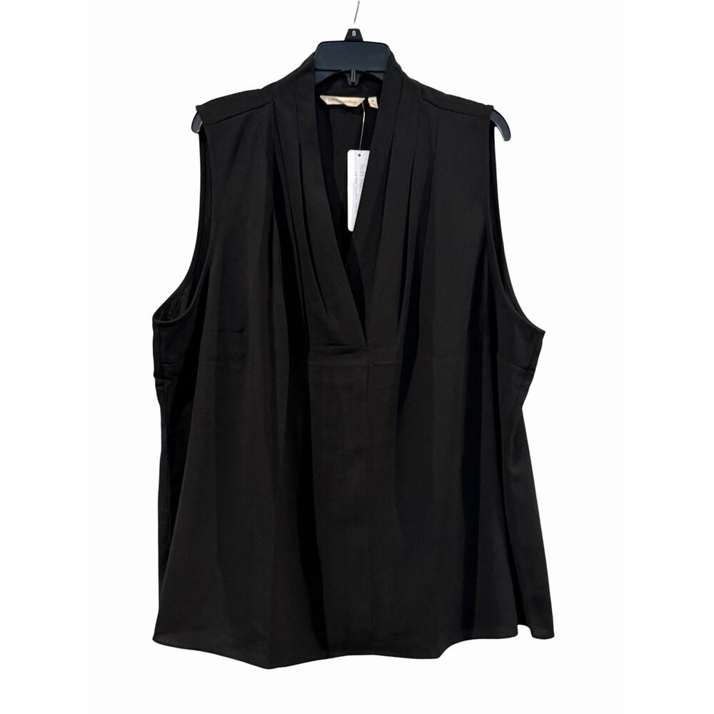 NEW Soft Surroundings Akira Sleeveless Top Shirt 3X Black Pleated Shell Career
